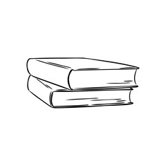 Stack of books isolated on white, Hand Drawn Sketch Vector illustration.
