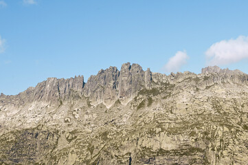 mountain range in the alps and a blue sky