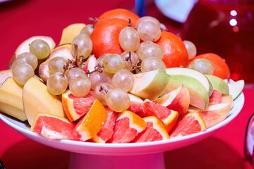 Different types of fruits. Serving for a festive table or Candy bar.