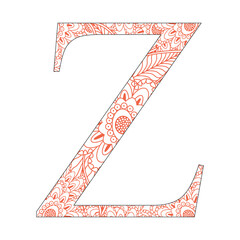 Alphabet Vintage Letters Coloring Books With Flower Mandala Vector Design for Kids Activity