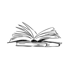 Stack of books isolated on white, Hand Drawn Sketch Vector illustration.