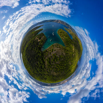 Panorama miniplanet. Hvar island Stari Grad Croatia.