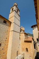 Fototapeta premium campanario de la iglesia de Sant Bartomeu, Alaró, comarca de Raiguer, Mallorca, balearic islands, spain, europe