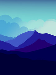 Fototapeta na wymiar Beautiful mountain hill view landscape vector illustration background.
