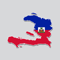 Obraz premium Flag of Haiti in the shape of the country's map