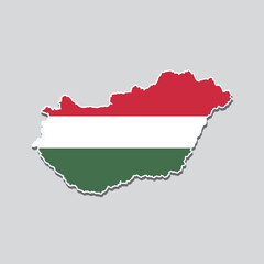 Flag of Hungary in the shape of the country's map