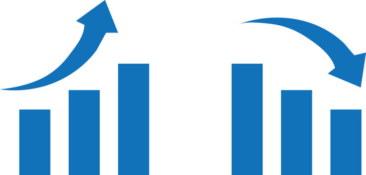 Business graph icon, increase and decrease icon