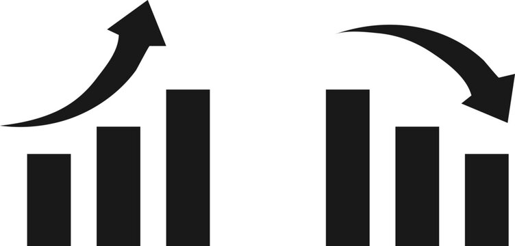 Business graph icon, increase and decrease icon vector