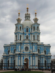 Fototapeta na wymiar Historical and religious monument. Resurrection Smolny Cathedral, St. Petersburg, Russia.
