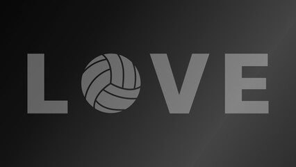 Fototapeta premium Love volleyball text on black background Illustrations for use in online sporting events , Illustration Vector EPS 10