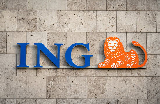 Amsterdam, North Holland, The Netherlands, 30.07.2022, Logo of ING Group, a dutch multinational banking and financial services corporation headquartered in Amsterdam