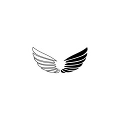 Bird wings vector icon. Angel wings vector icon.