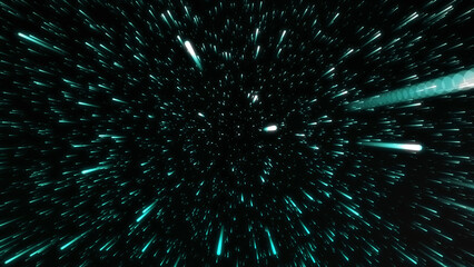 Abstract flight through time and space among stars. Motion. 3D breathtaking flying stars in outer space.