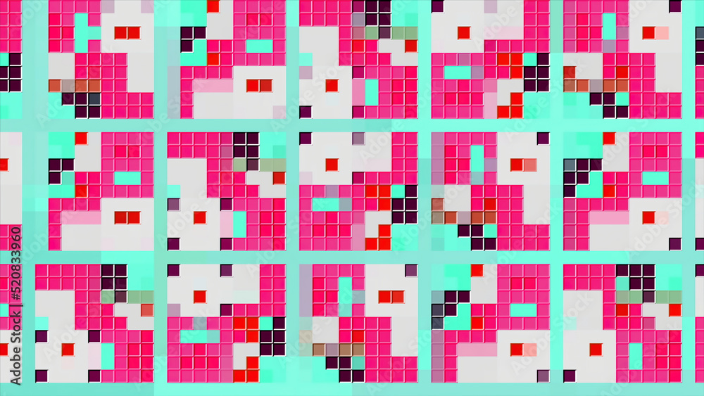 Poster small sparkling squares.motion. small squares in abstraction that sparkle with different colors.