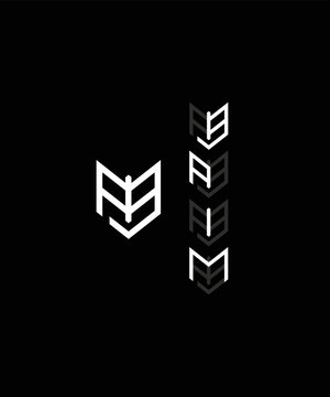 A name logo with an abstract shape made from the arrangement of letters and becomes a name BAIM