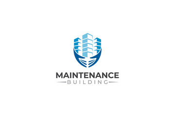 Building and hand logo for maintenance and protection