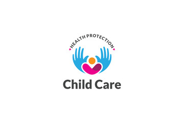 Fototapeta premium Care and Protection Logo, Childcare Vector Icon Design