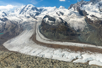 Dufourspitze (Monte Rosa) and the Monte Rosa Glacier as seen from Gornergrat, Wallis, Switzerland