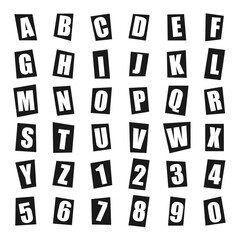 Vector letters of the alphabet cut out on a die, in numbers.