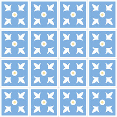 Traditional greek or mediterranean abstract tile ornament, vector blue seamless pattern.