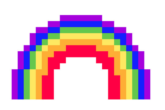 Pixel illustration of a rainbow