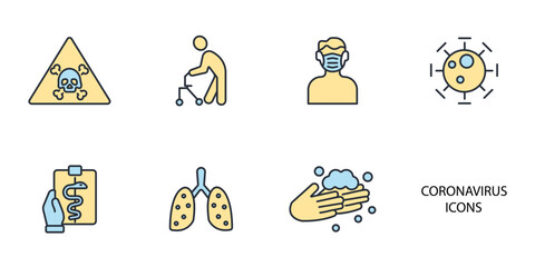 Epidemic coronavirus 2019-nCoV in Wuhan icons set . Epidemic coronavirus 2019-nCoV in Wuhan pack symbol vector elements for infographic web