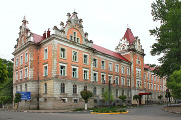 Fototapeta na wymiar Military Hospital (formerly District Treasury) in Sambir, Lviv Oblast, Ukraine