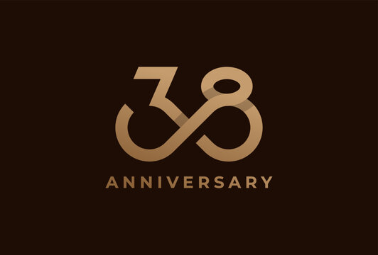 Abstract Number 38 Logo, Number 38 with infinity icon combination, can be used for birthday and business logo templates, flat design logo, vector illustration