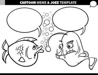cartoon meme template with speech bubble and comic fish