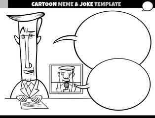 cartoon meme template with tv host or speaker