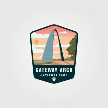 gateway arch vector patch logo symbol illustration design, us national park logo collection