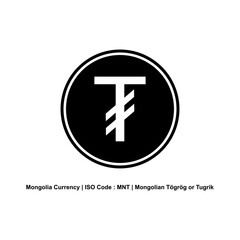 Mongolia Currency, MNT, Tögrög, Tugrik. Mongolia Money Icon Symbol. Vector Illustration