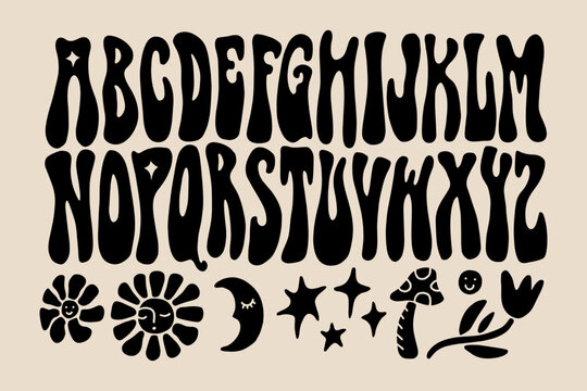 Alphabet: groovy font | Poster