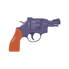 Revolver Gun Flat Illustration. Clean Icon Design Elements on Isolated White Background