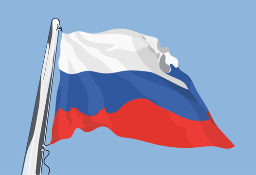 Flag of Russia. Waving in the wind. Vector