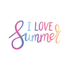 Vector illustration: Brush lettering composition of Summer Vacation isolated on white background.