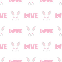Seamless pattern with cartoon bunnies for kids. Abstract art print. Hand drawn background with cute animals.