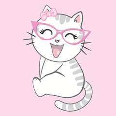 cute cat sketch vector illustration, print design cat, children print.