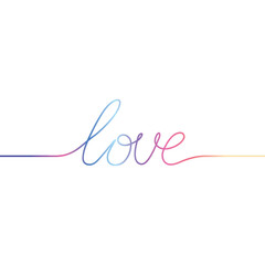 Colorful message "LOVE WINS" for pride month celebration. Typography of LGBTQIA+ equality. Rainbow color. Flat vector illustration.