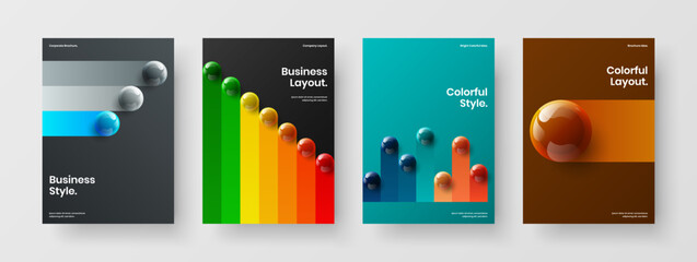 Creative booklet vector design layout bundle. Modern realistic balls pamphlet concept composition.