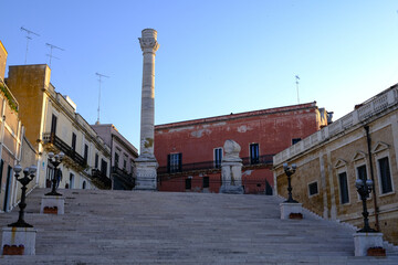 ancient Roman ruins in the historic center of Brindisi Italy