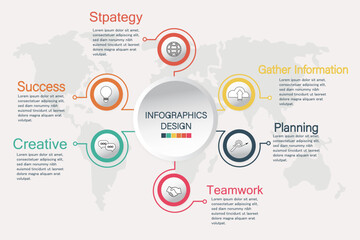 Infographics design , Presentation of images and information on a gray background.vector illustration.icon and graphics.
