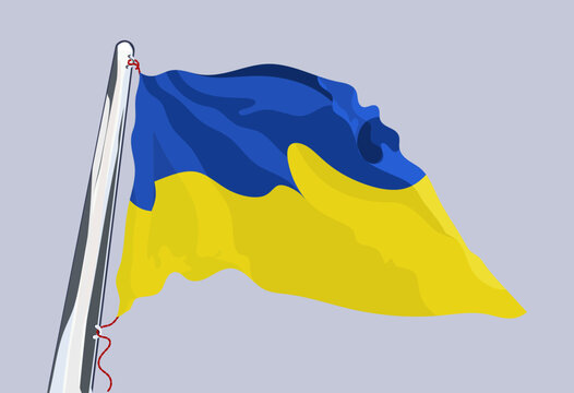 Flag of Ukraine. Waving in the wind. Vector