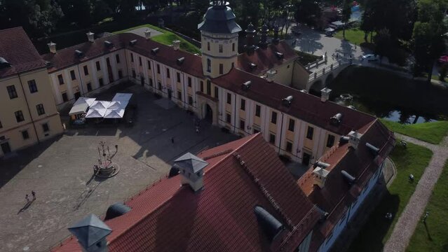Nesvizh Castle in summer the view of main tower