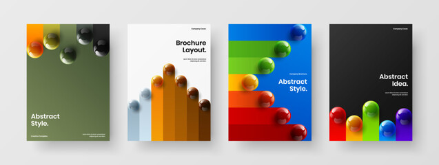 Original cover design vector layout collection. Creative 3D balls presentation concept bundle.