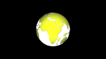 Flat design spinning Earth isolated on black. Animation of planet Earth. Flat design	