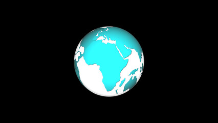 Flat design spinning Earth isolated on black. Animation of planet Earth. Flat design	