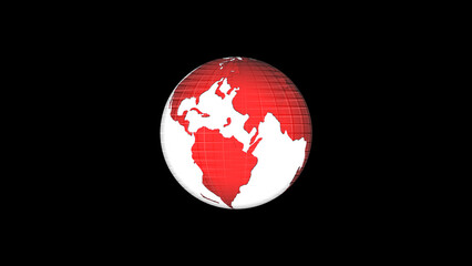 Flat design spinning Earth isolated on black. Animation of planet Earth. Flat design	