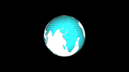 Flat design spinning Earth isolated on black. Animation of planet Earth. Flat design	