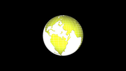 Flat design spinning Earth isolated on black. Animation of planet Earth. Flat design	